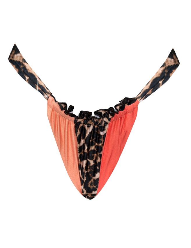 Panelled Brazilian Bikini Bottom - Leopard