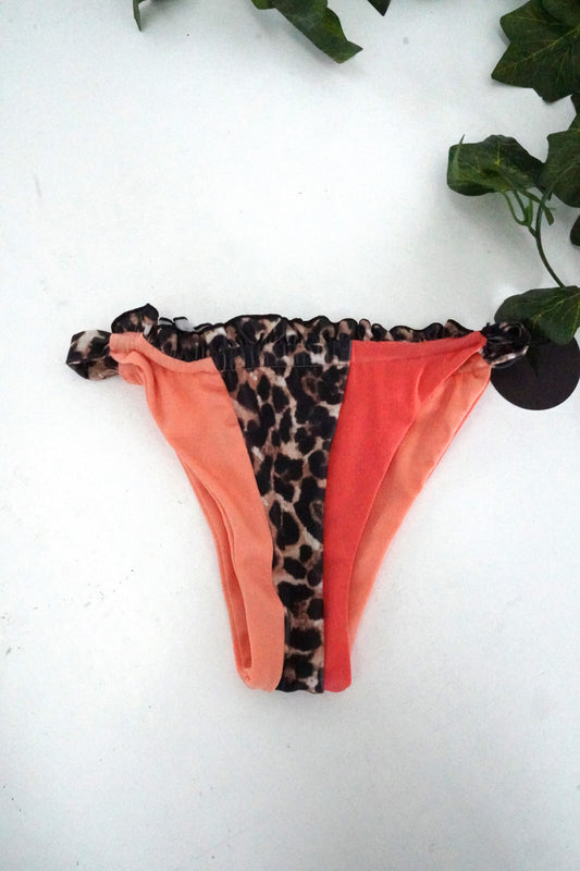 Panelled Brazilian Bikini Bottom - Leopard