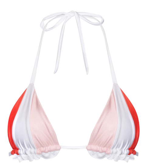 Panelled Tri Bikini Top - Pink