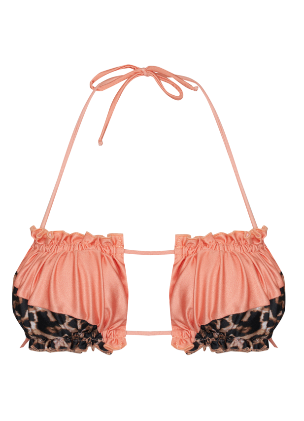 Ruched Bandeau Bikini Top - Leopard